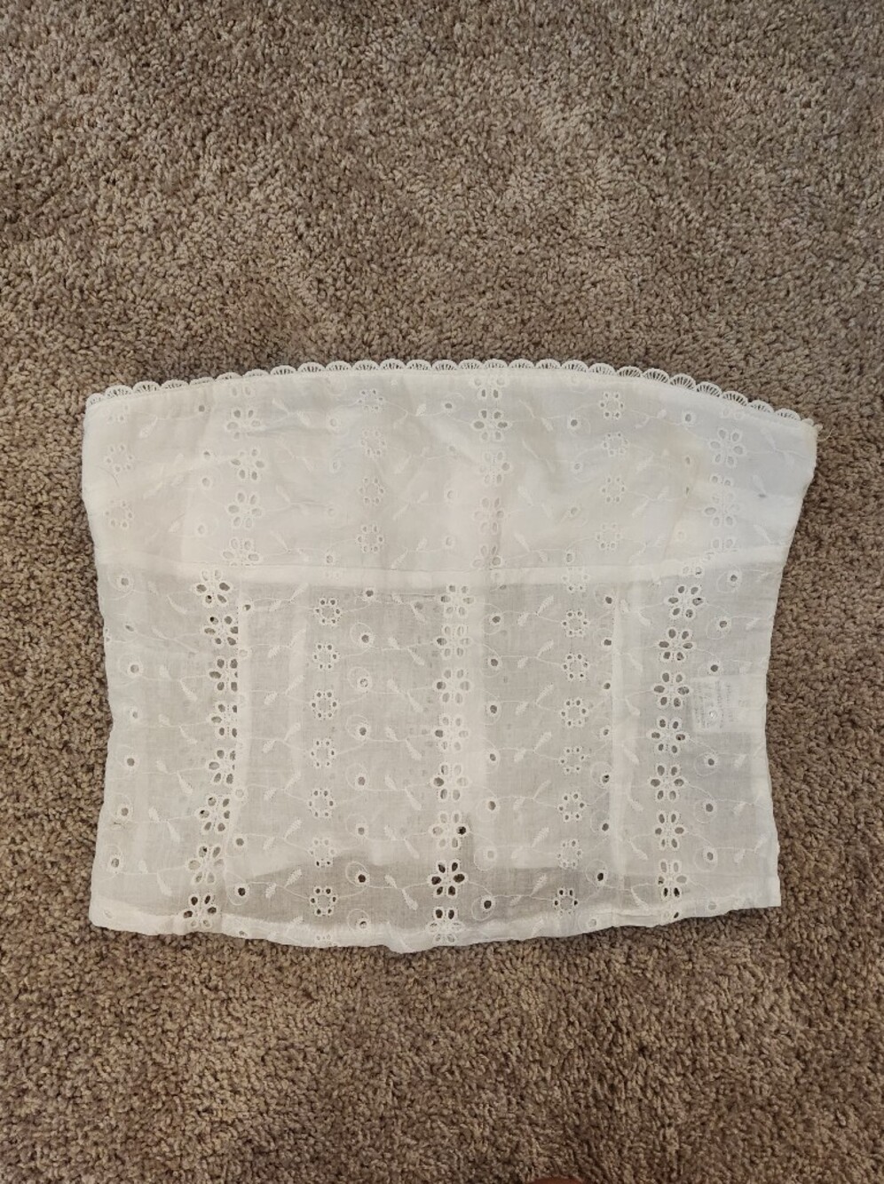 White Eyelet Lace Strapless Tube Top